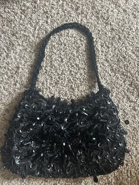Bijoux Terner Black Beaded Evening Handbag